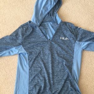 Women's HUK long sleeve hooded with 1/4 zip- XL